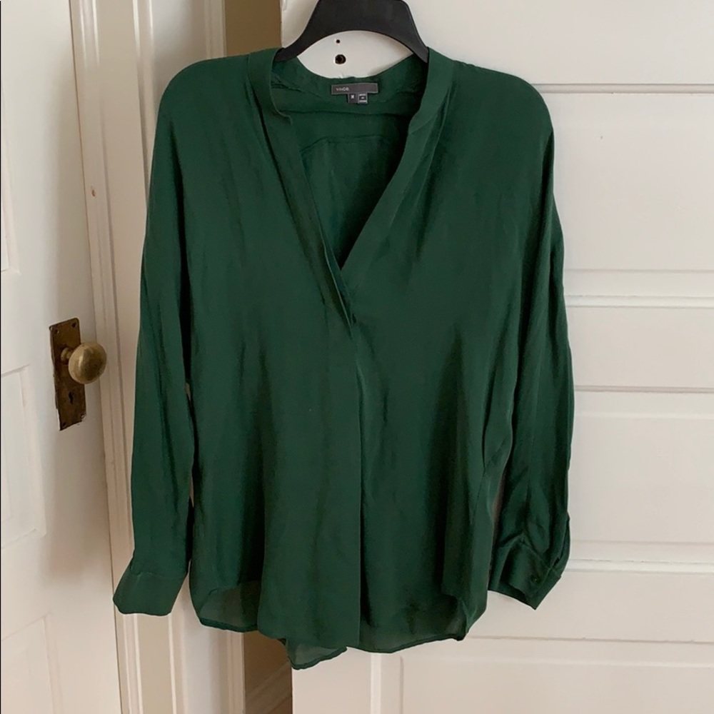 Vince Dark Green 100% Silk Shirt